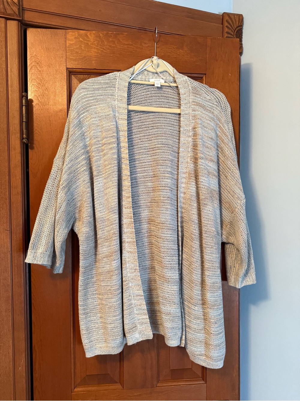 J. Jill Soft Light Gray Open Front Knit Cardigan